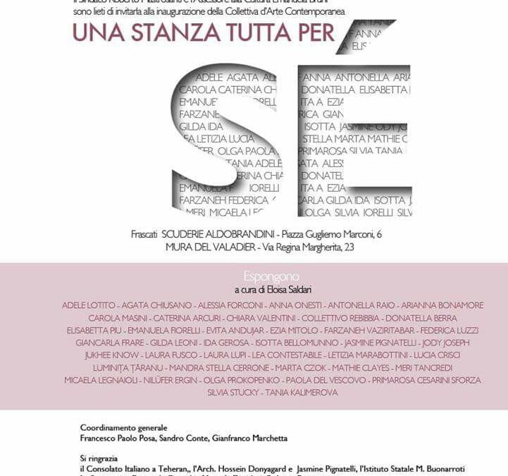 Sabato 10 marzo alle ore 17.30 sarà inaugurata la Collettiva d’Arte Contemporanea “Una stanza tutta per sé” presso le Scuderie Aldobrandini e le Mura del Valadier.